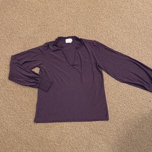 Women's Nation Ltd Purple Long-Sleeve Ruffle V-Neck Top
